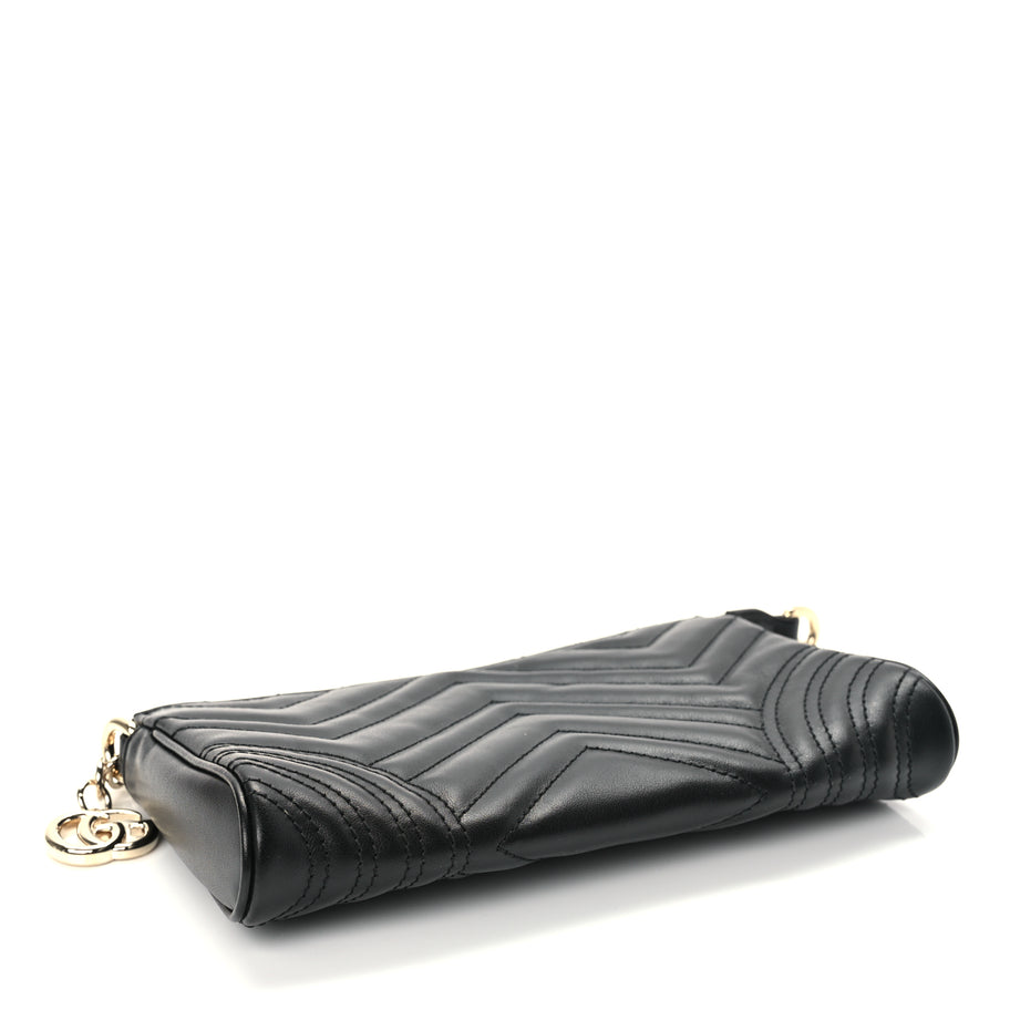 Gucci Calfskin Matelasse Chevron Small GG Marmont Shoulder Bag Black Image 3