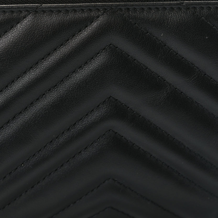 Gucci Calfskin Matelasse Chevron Small GG Marmont Shoulder Bag Black Image 7