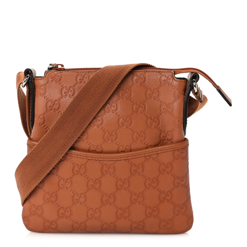  Gucci Guccissima Crossbody Messenger Bag Brown