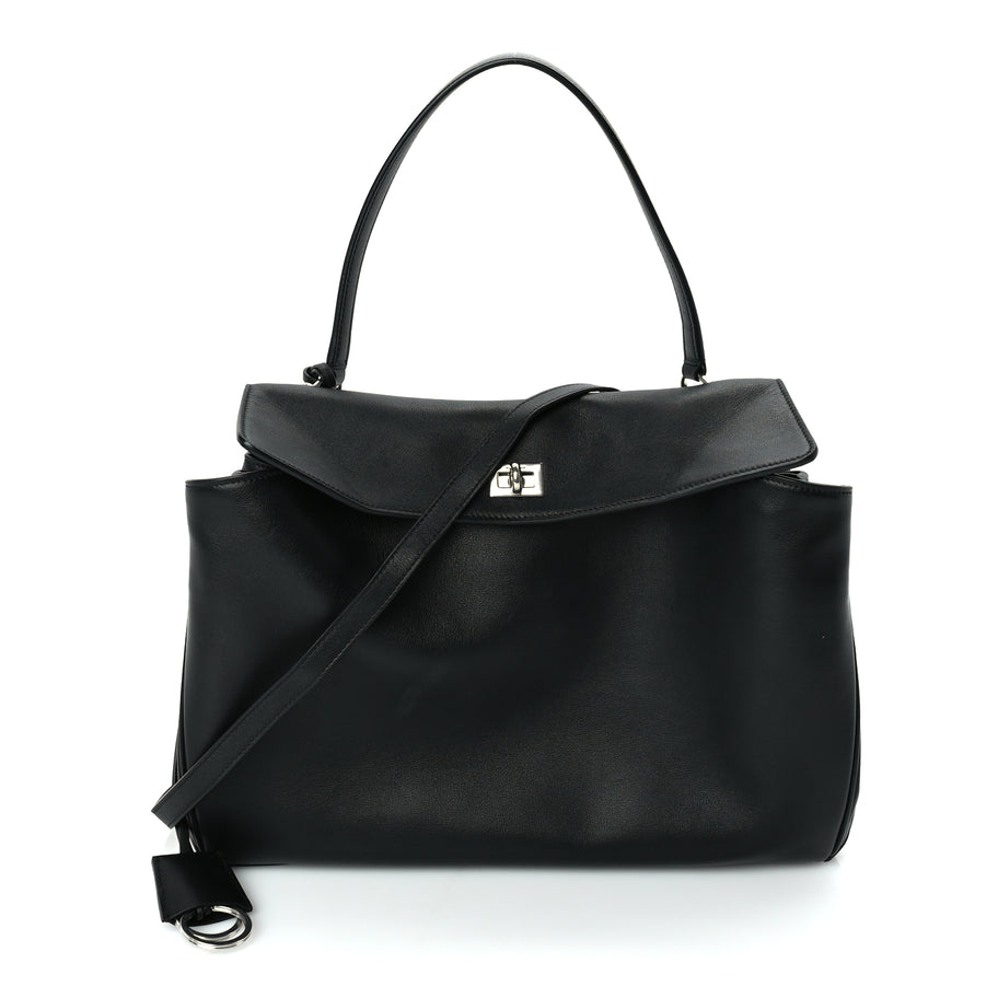 Balenciaga Natural Smooth Calfskin Medium Rodeo Top Handle Handbag Black Image 1
