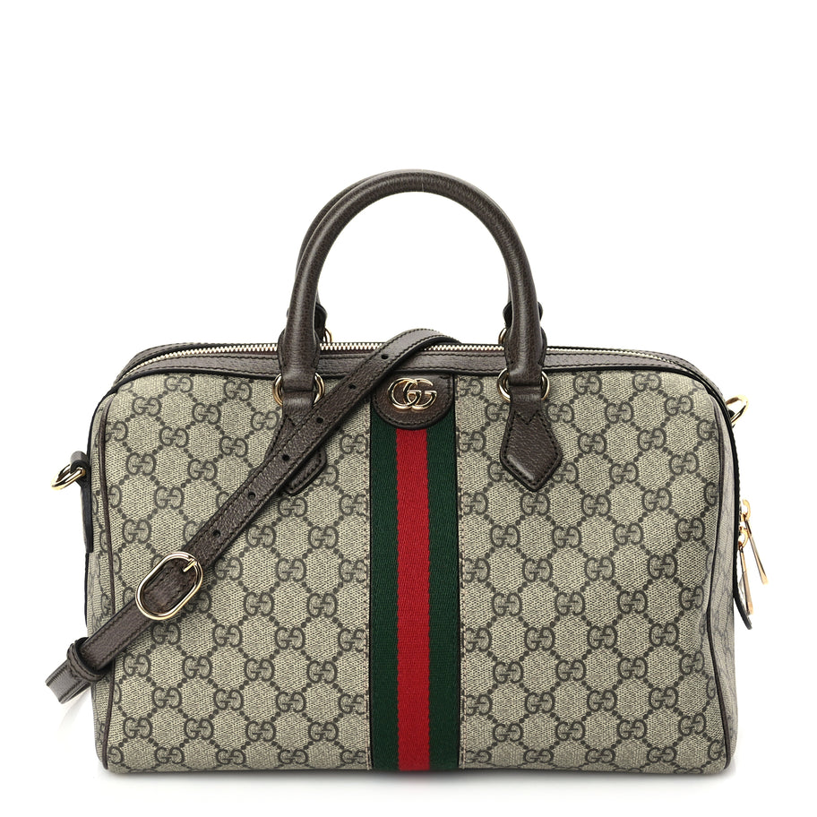Gucci GG Supreme Monogram Web Medium Ophidia Top Handle Bag Beige Ebony Image 1
