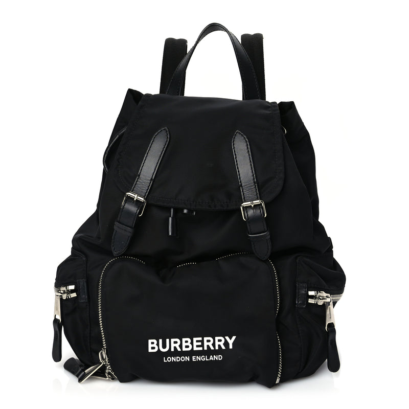  Burberry Nylon Logo Print Medium Rucksack Backpack Black