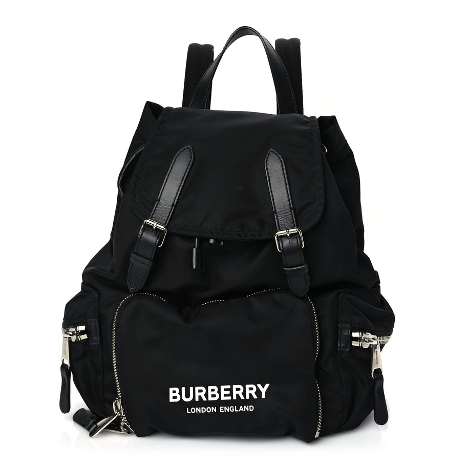 Burberry Nylon Logo Print Medium Rucksack Backpack Black Image 1