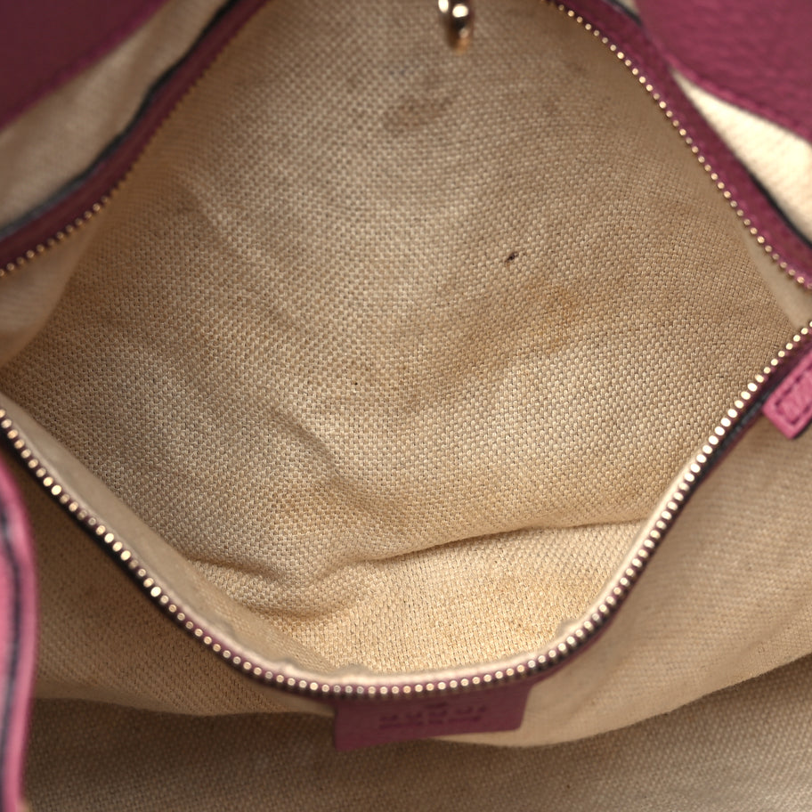 Gucci Pebbled Calfskin Medium Soho Chain Shoulder Bag Peonia Flower Image 13