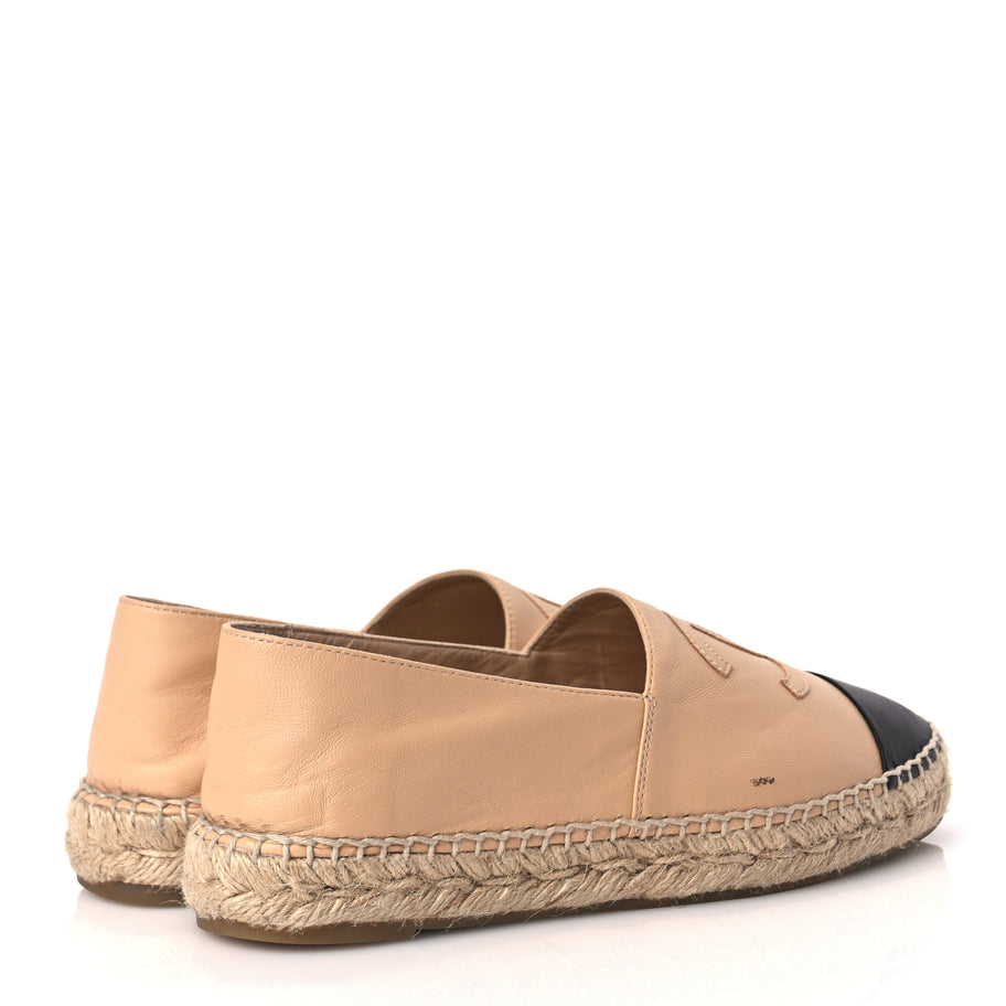 Chanel Lambskin CC Espadrilles 37 Beige Black Image 5