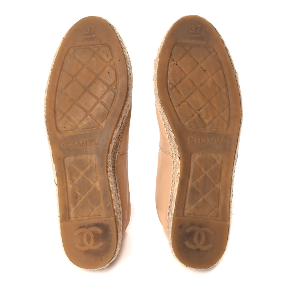 Chanel Lambskin CC Espadrilles 37 Beige Black Image 7