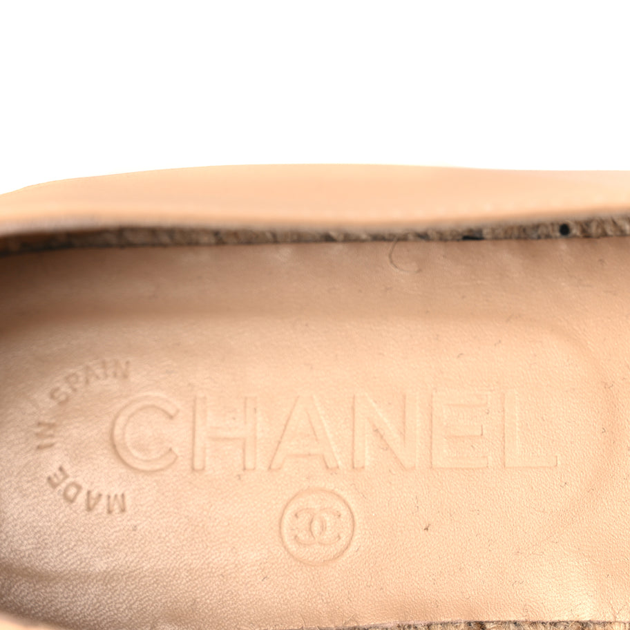 Chanel Lambskin CC Espadrilles 37 Beige Black Image 8