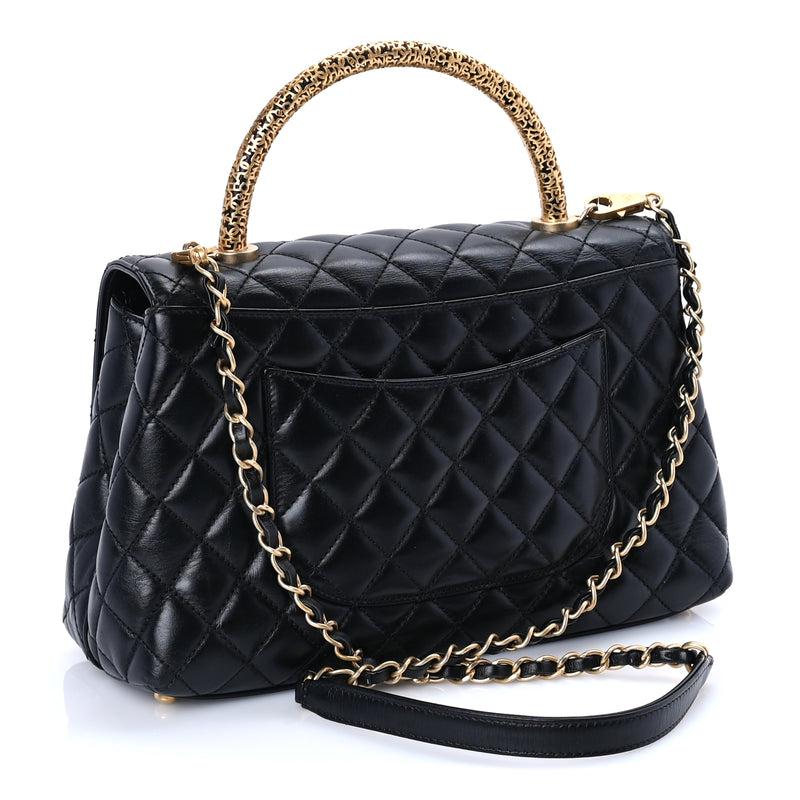  Chanel Calfskin Quilted Small Logo Coco Handle Flap Black