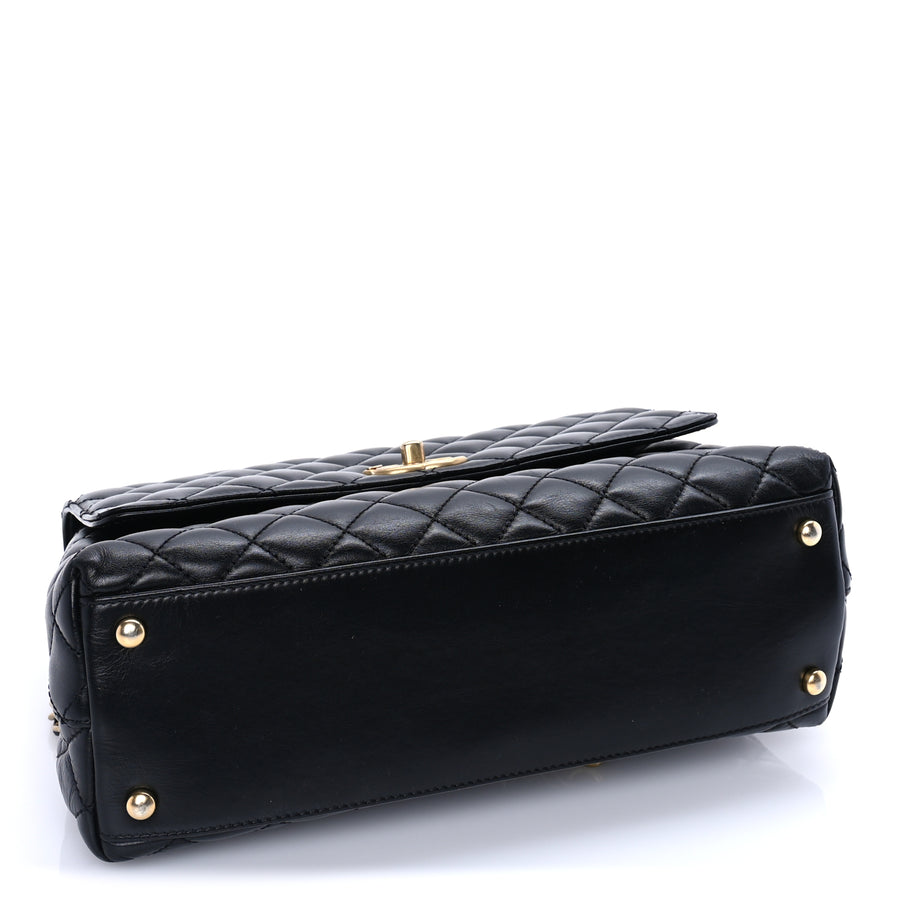 Chanel Calfskin Quilted Small Logo Coco Handle Flap Black Image 3