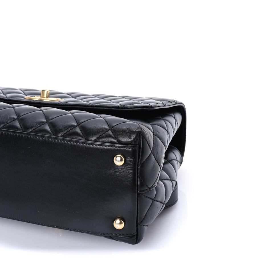 Chanel Calfskin Quilted Small Logo Coco Handle Flap Black Image 8
