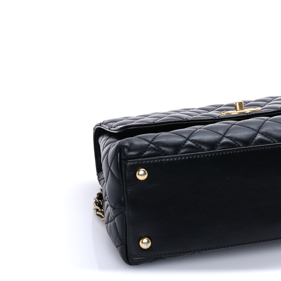 Chanel Calfskin Quilted Small Logo Coco Handle Flap Black Image 9