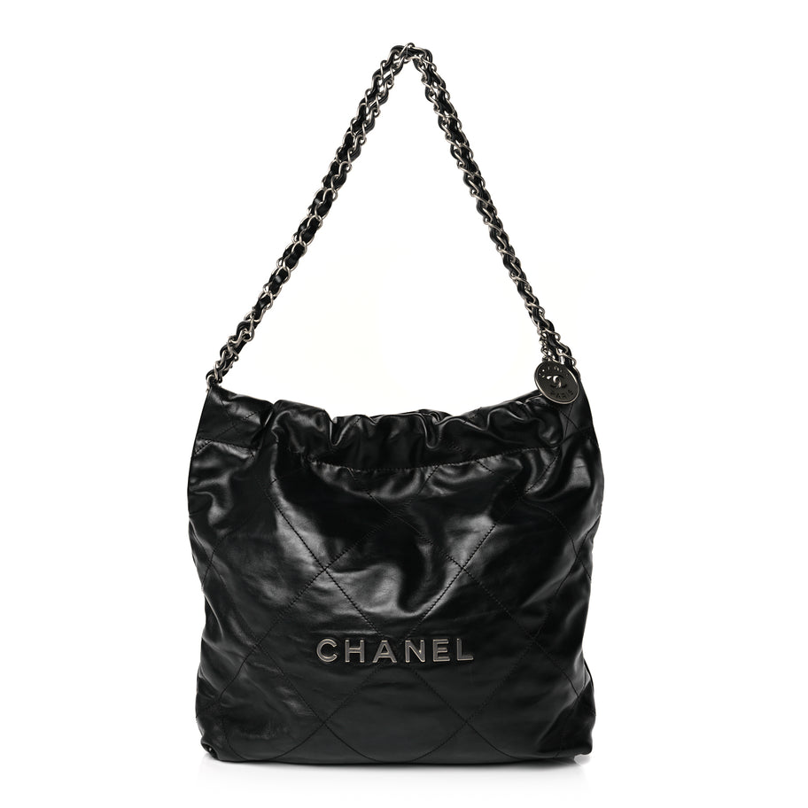 Chanel Chanel 22 handbag Shiny Calfskin & silver Tone Metal  Black Image 1