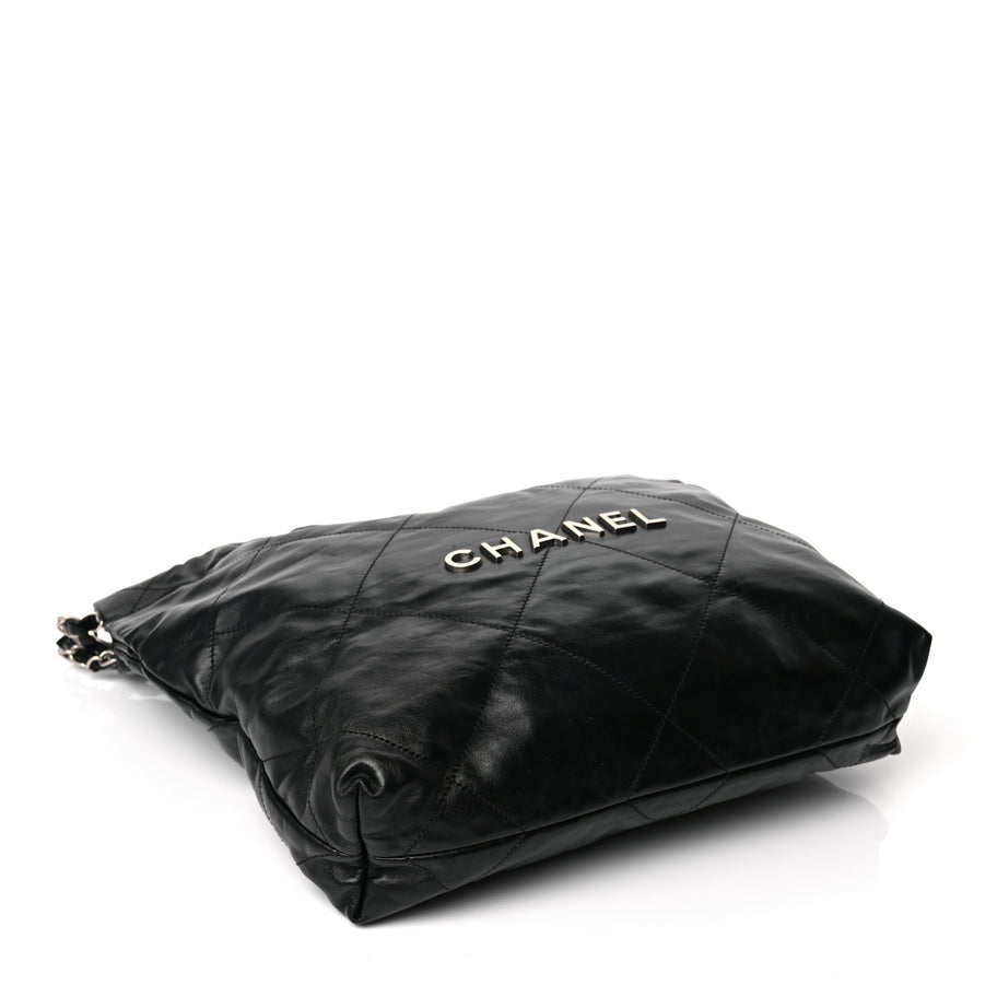 Chanel Chanel 22 handbag Shiny Calfskin & silver Tone Metal  Black Image 4