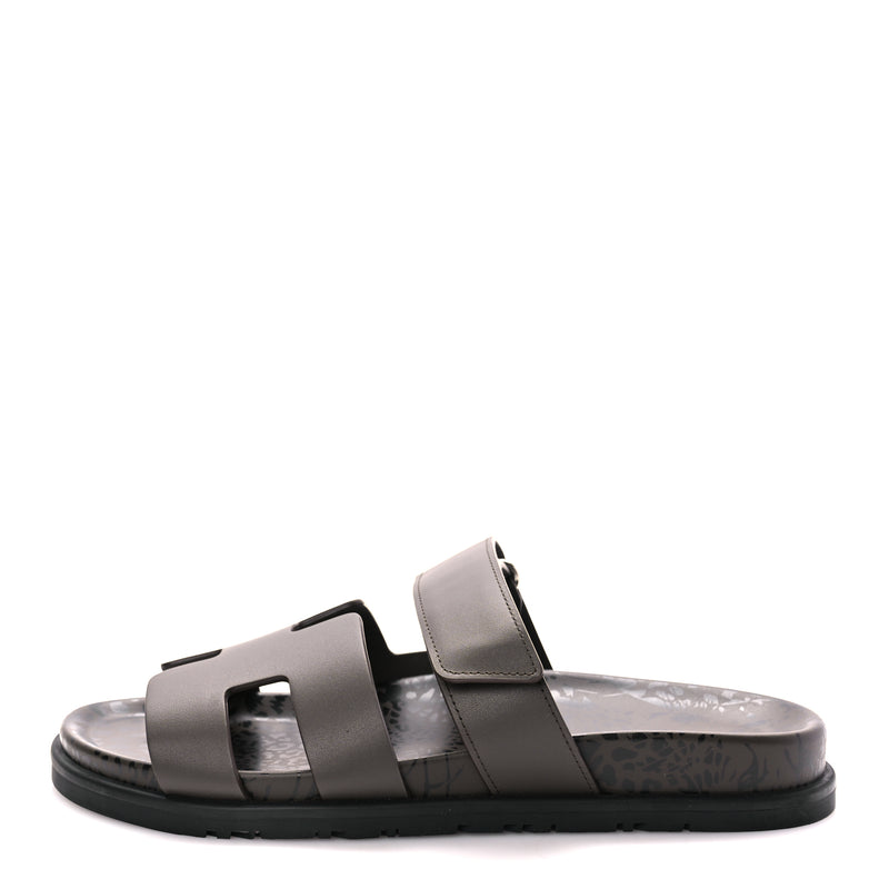  Hermes Calfskin Chypre Sandals 38.5 Ecorce