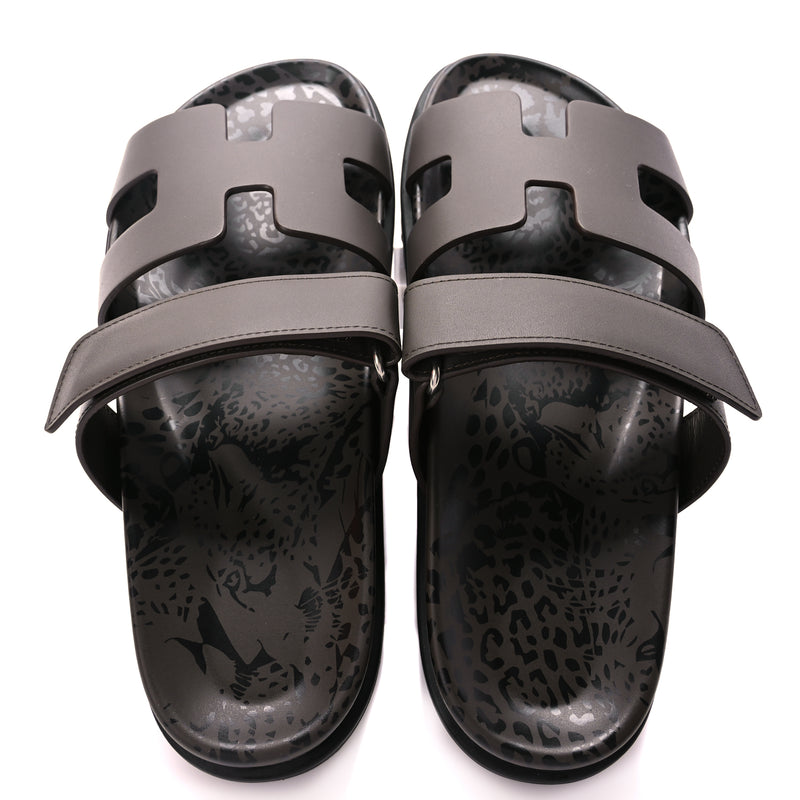  Hermes Calfskin Chypre Sandals 38.5 Ecorce