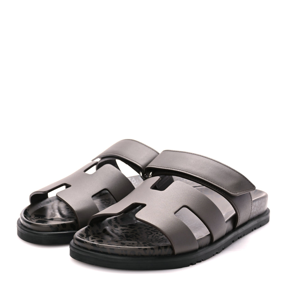 Hermes Calfskin Chypre Sandals 38.5 Ecorce Image 4