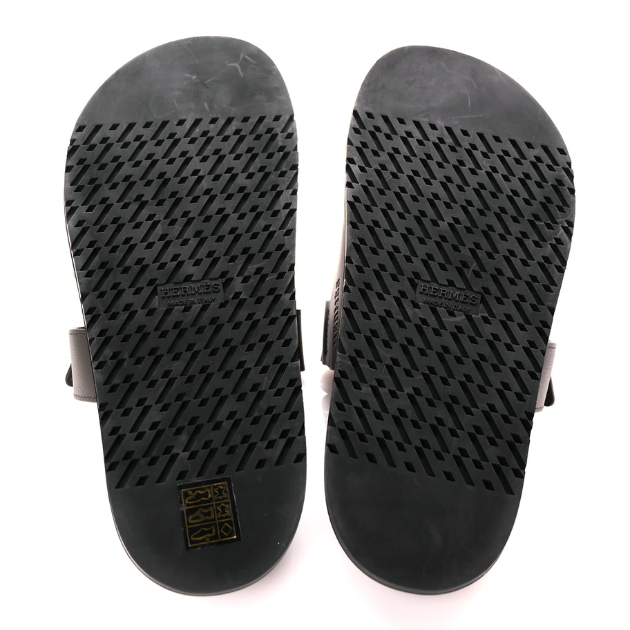 Hermes Calfskin Chypre Sandals 38.5 Ecorce Image 8