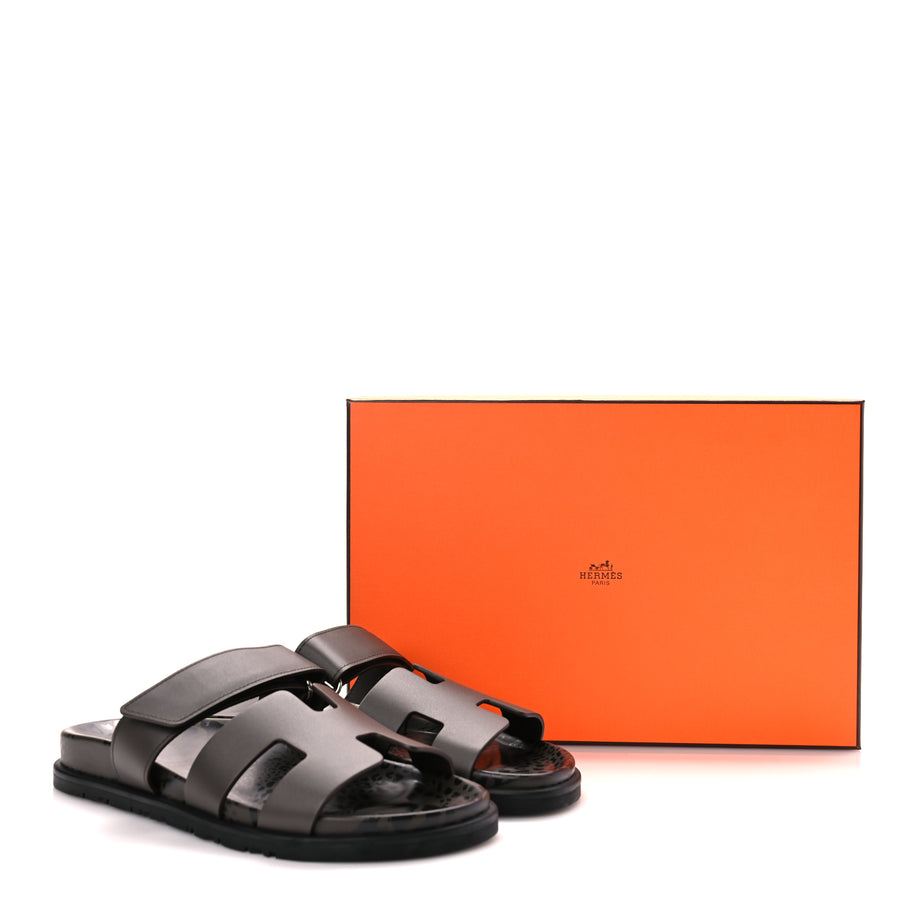 Hermes Calfskin Chypre Sandals 38.5 Ecorce Image 9