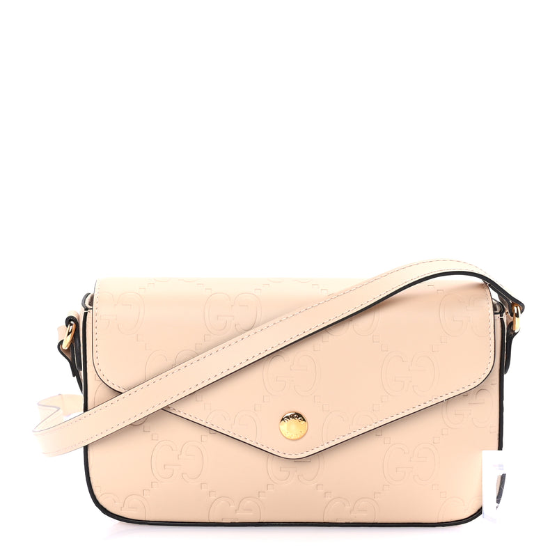  Gucci Calfskin GG Super Mini Shoulder Bag  Beige