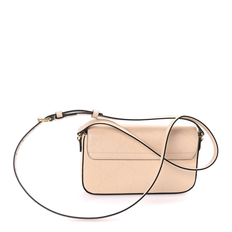  Gucci Calfskin GG Super Mini Shoulder Bag  Beige