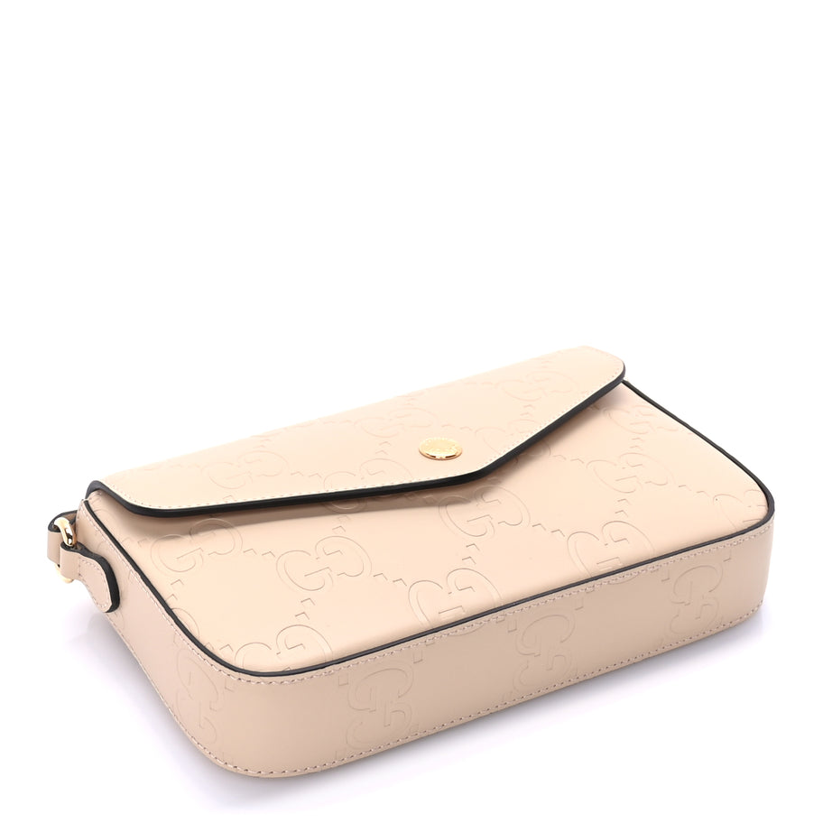 Gucci Calfskin GG Super Mini Shoulder Bag  Beige Image 3