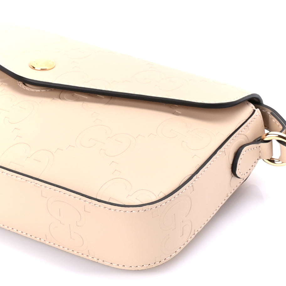Gucci Calfskin GG Super Mini Shoulder Bag  Beige Image 7