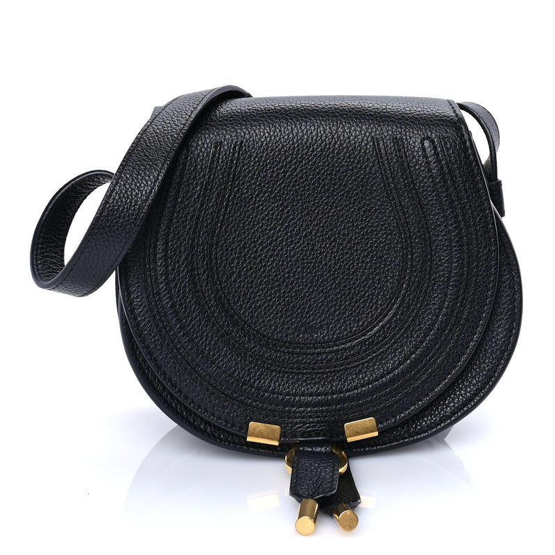  Chloe Calfskin Mini Marcie Round Crossbody Bag  Black