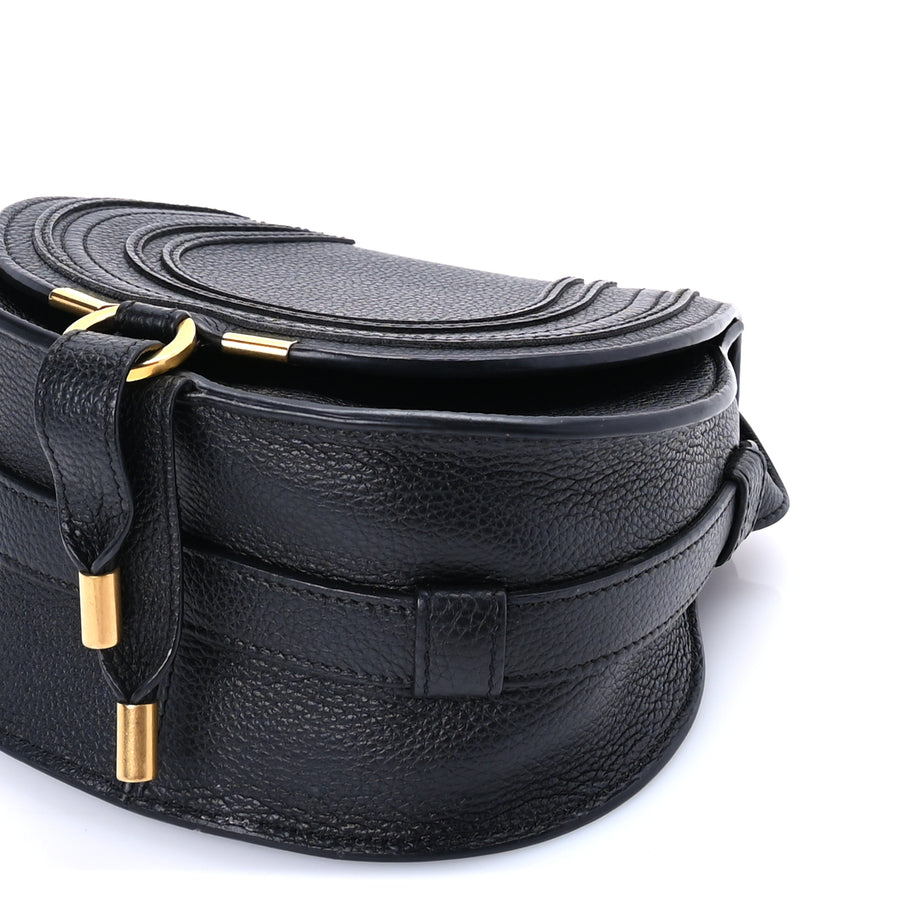 Chloe Calfskin Mini Marcie Round Crossbody Bag  Black Image 8