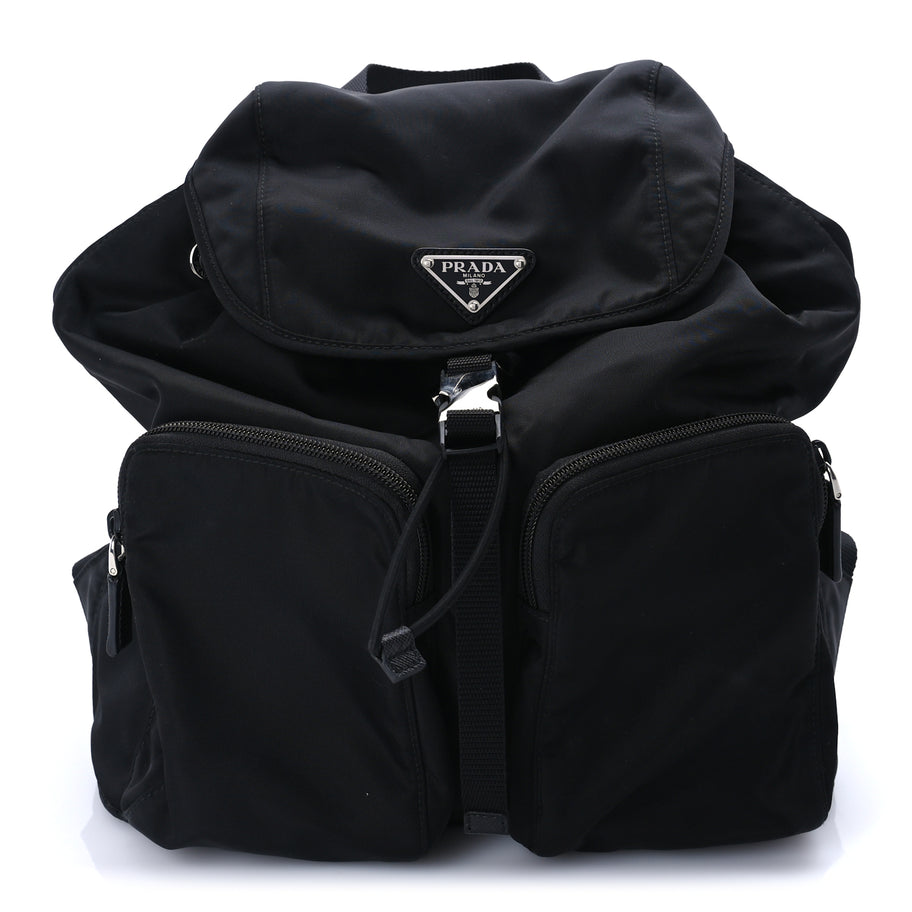 Prada Tessuto Nylon Saffiano Vela Medium Backpack Black Image 1