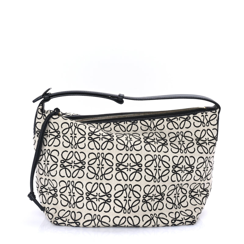  Loewe Jacquard Anagram Calfskin Large Cubi Bag Ecru Black