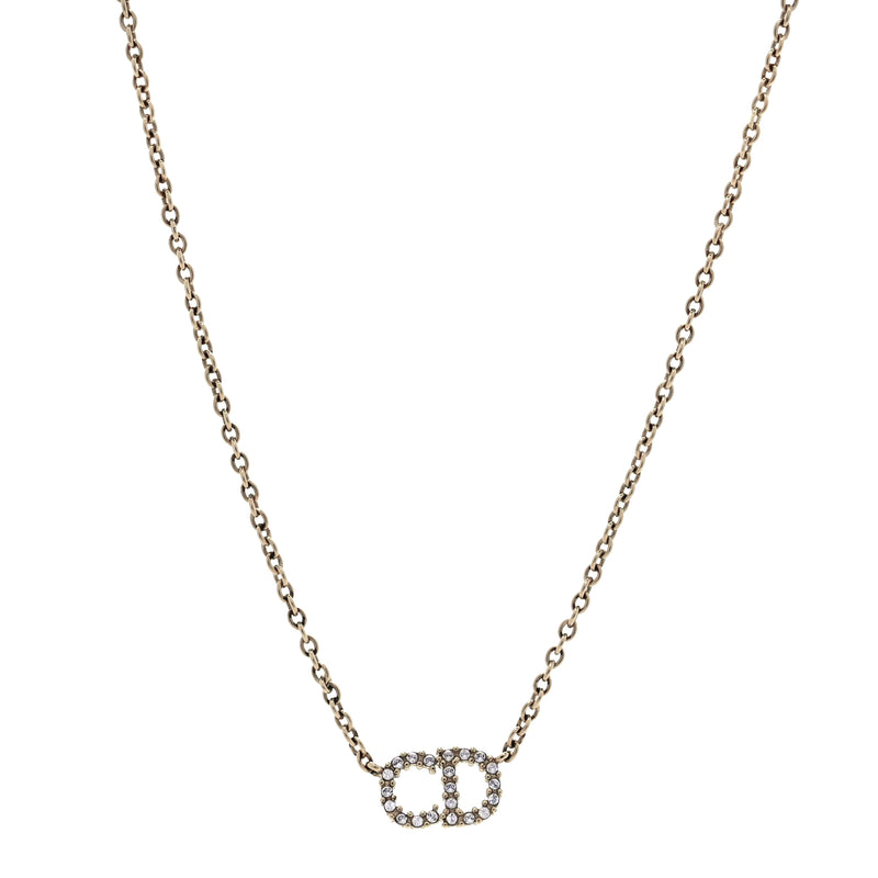  Christian Dior Metal Crystal Clair D Lune Necklace Gold