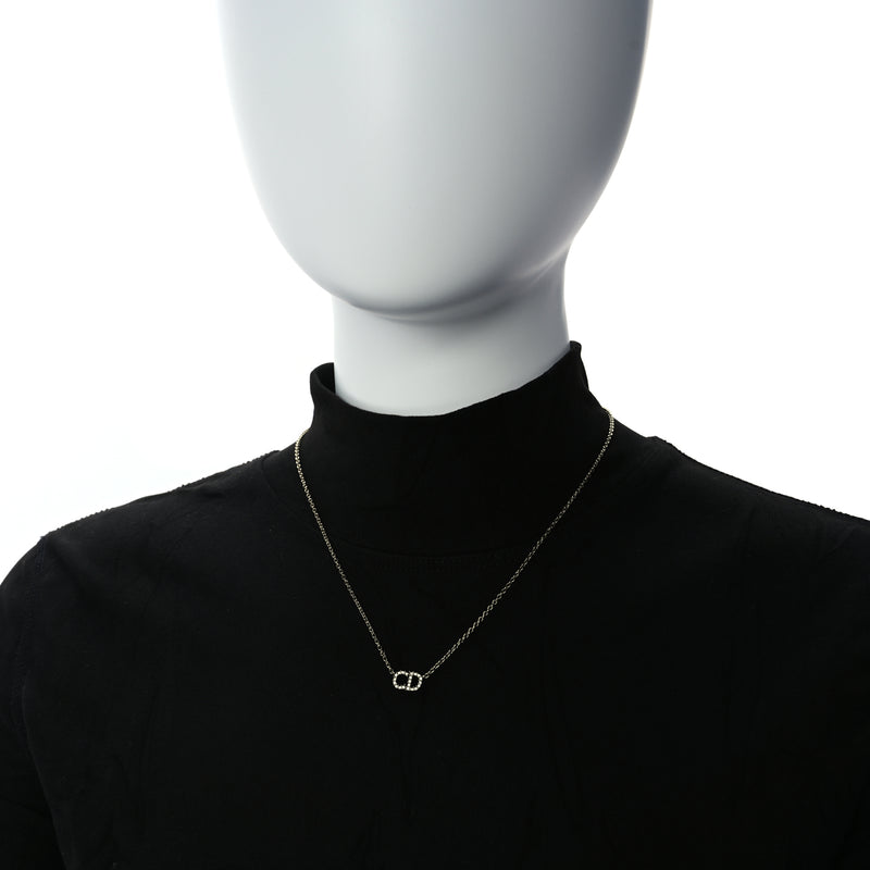  Christian Dior Metal Crystal Clair D Lune Necklace Gold