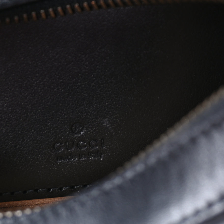 Gucci Calfskin Matelasse Chevron Mini GG Marmont Half Moon Hobo  Black Image 5