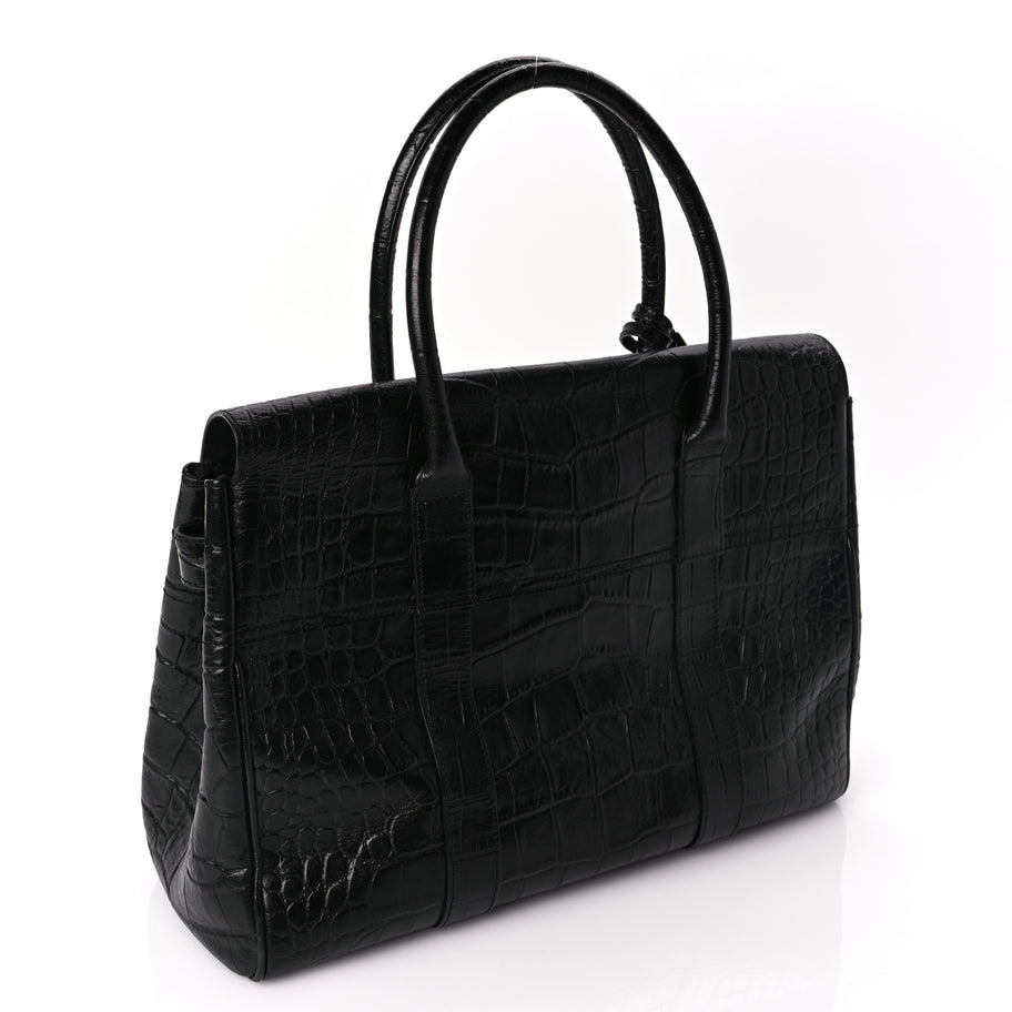 Mulberry Calfskin Crocodile Embossed Bayswater Black Image 2
