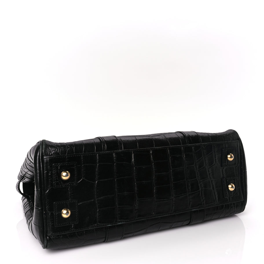 Mulberry Calfskin Crocodile Embossed Bayswater Black Image 3