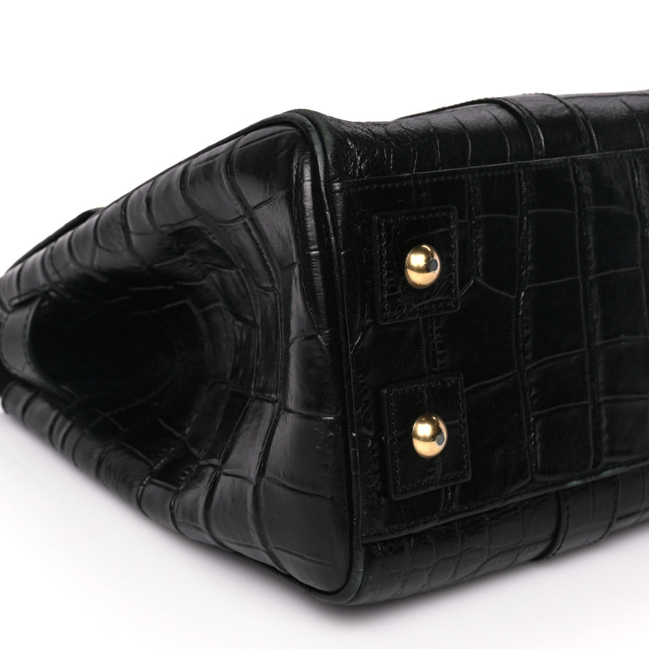 Mulberry Calfskin Crocodile Embossed Bayswater Black Image 7