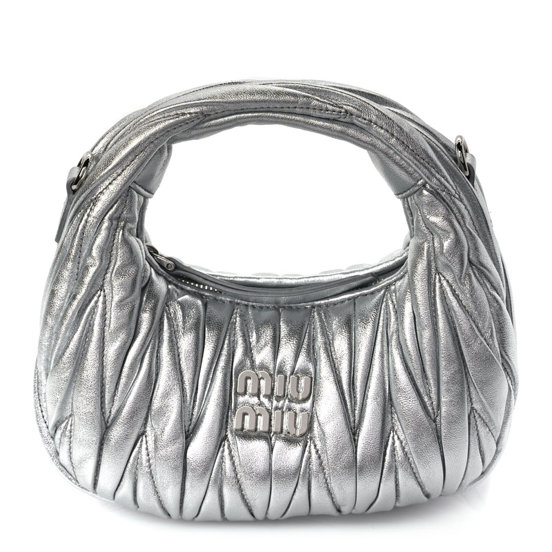  Miu Miu Nappa Matelasse Mini Wander Hobo Cromo