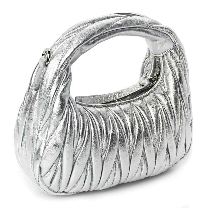  Miu Miu Nappa Matelasse Mini Wander Hobo Cromo