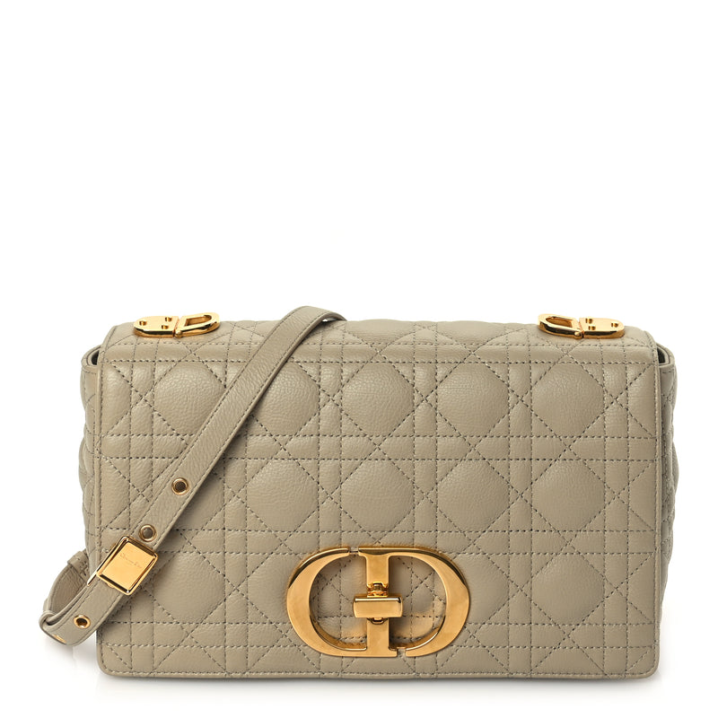  Christian Dior Supple Calfskin Cannage Medium Caro Bag Beige