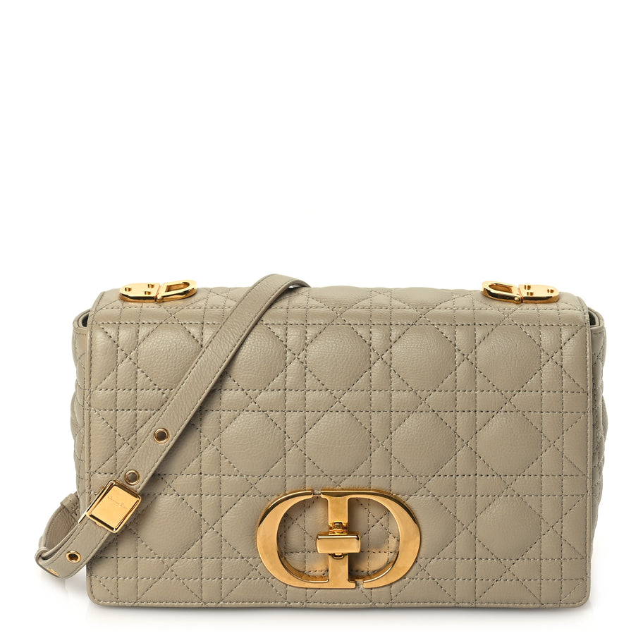 Christian Dior Supple Calfskin Cannage Medium Caro Bag Beige Image 1