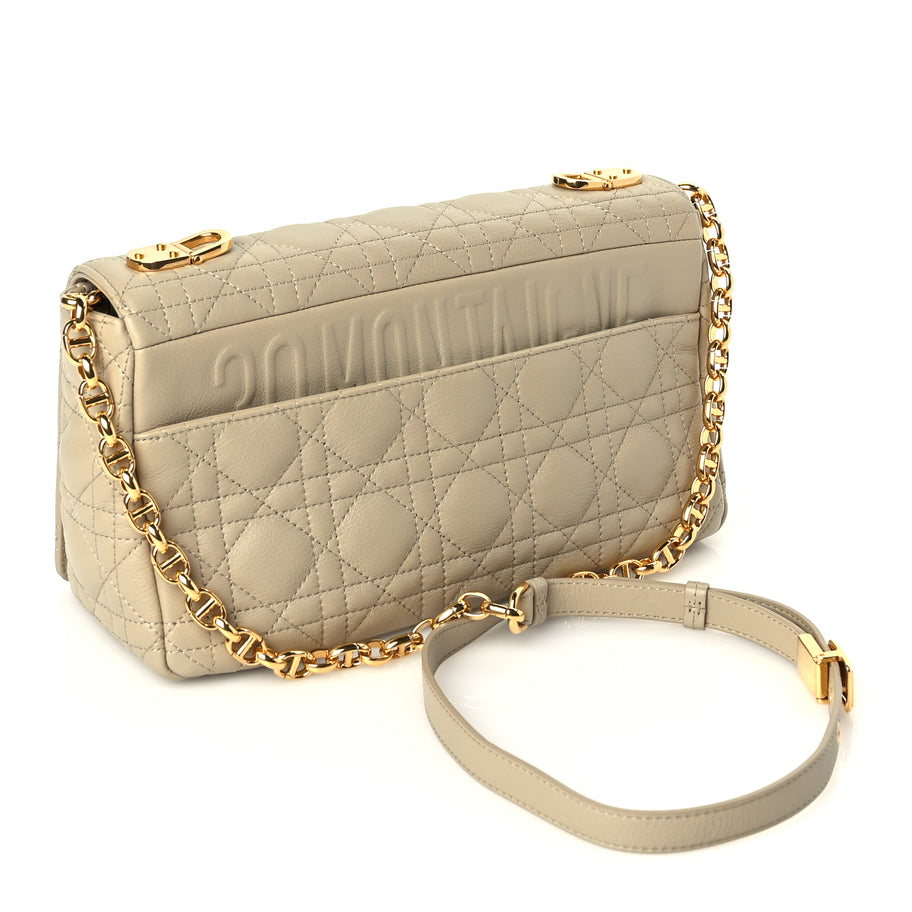 Christian Dior Supple Calfskin Cannage Medium Caro Bag Beige Image 3