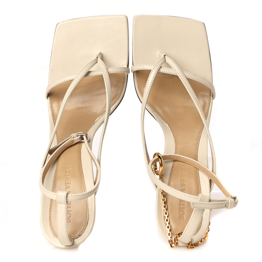 Bottega Veneta Lambskin Stretch Chain Strap 90mm Sandals 39 Sea Salt Image 5