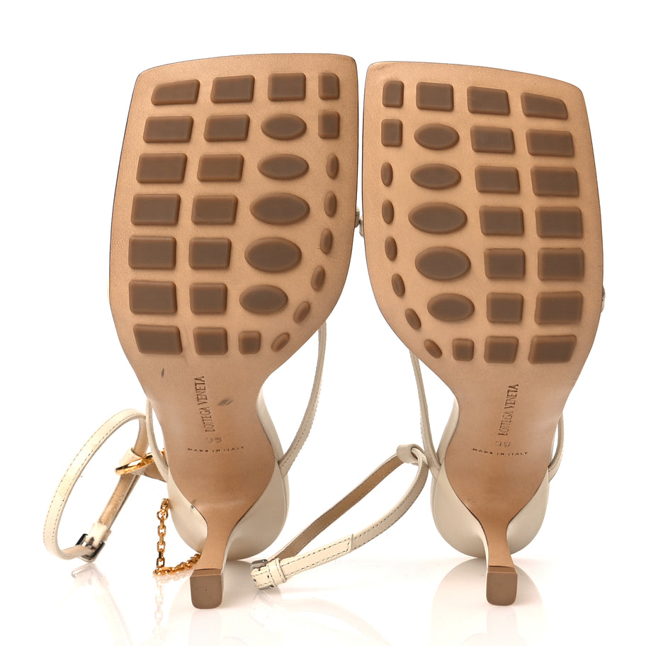 Bottega Veneta Lambskin Stretch Chain Strap 90mm Sandals 39 Sea Salt Image 7