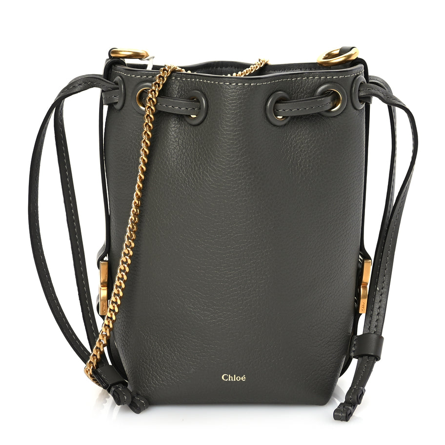 Chloe Grained Calfskin Micro Marcie Bucket Bag Elephant Grey Image 1