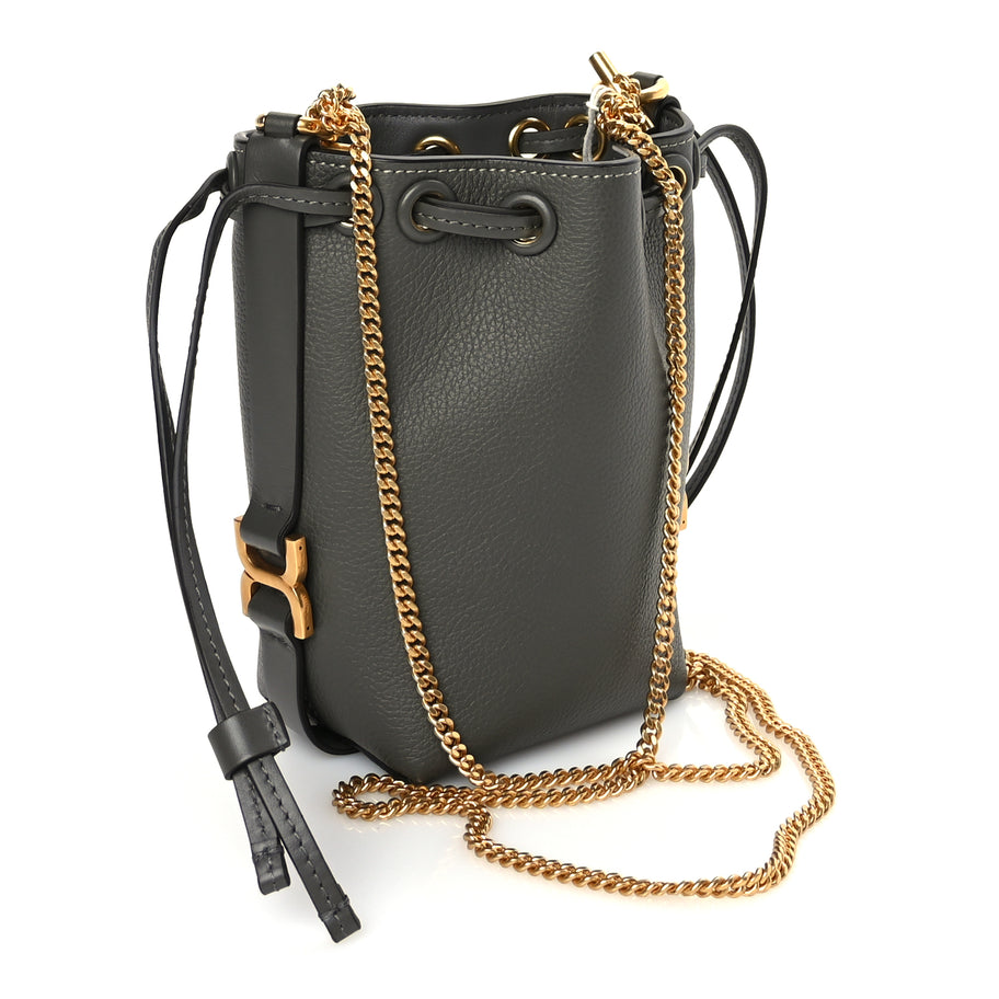 Chloe Grained Calfskin Micro Marcie Bucket Bag Elephant Grey Image 2