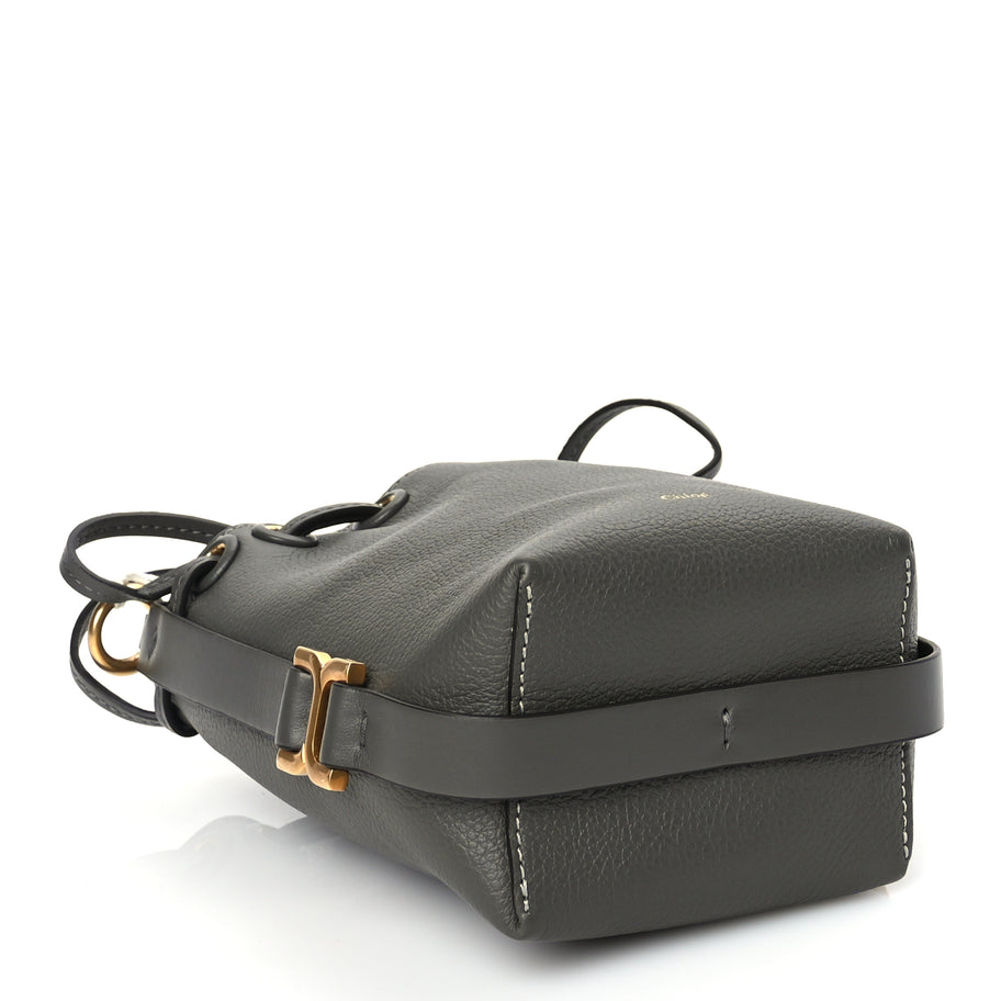 Chloe Grained Calfskin Micro Marcie Bucket Bag Elephant Grey Image 3