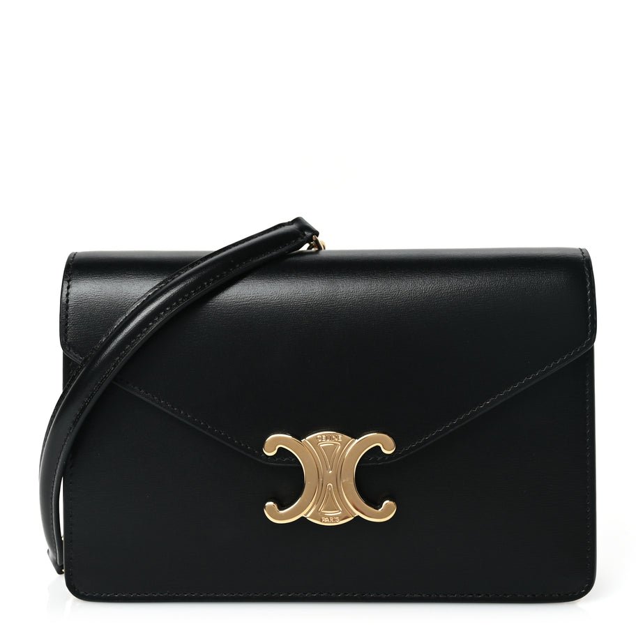 Celine Shiny Calfskin Triomphe Margo Wallet on Chain Black Image 1
