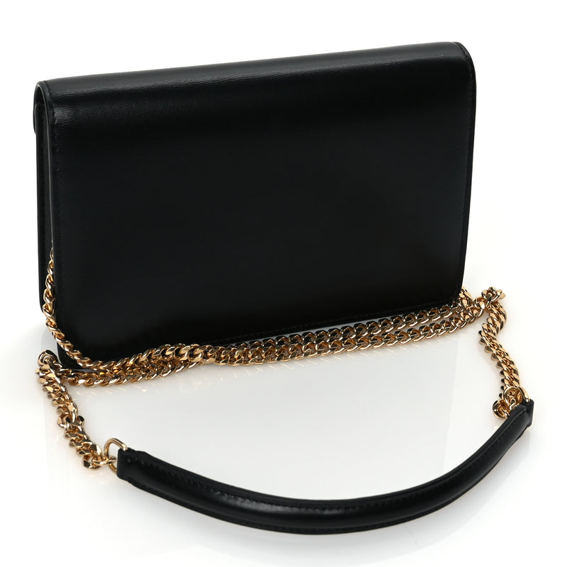  Celine Shiny Calfskin Triomphe Margo Wallet on Chain Black