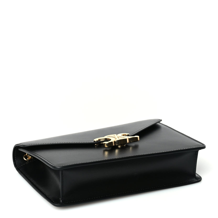 Celine Shiny Calfskin Triomphe Margo Wallet on Chain Black Image 3