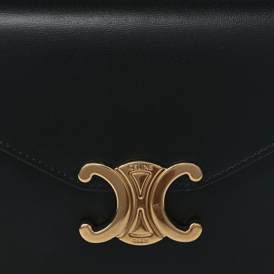 Celine Shiny Calfskin Triomphe Margo Wallet on Chain Black Image 6